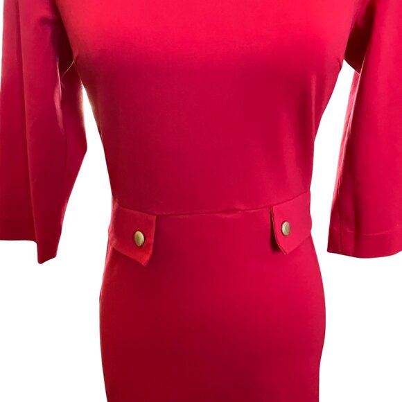 Magaschoni Size 6 Red Knit Bodycon Zip Back Dress - Picture 5 of 5